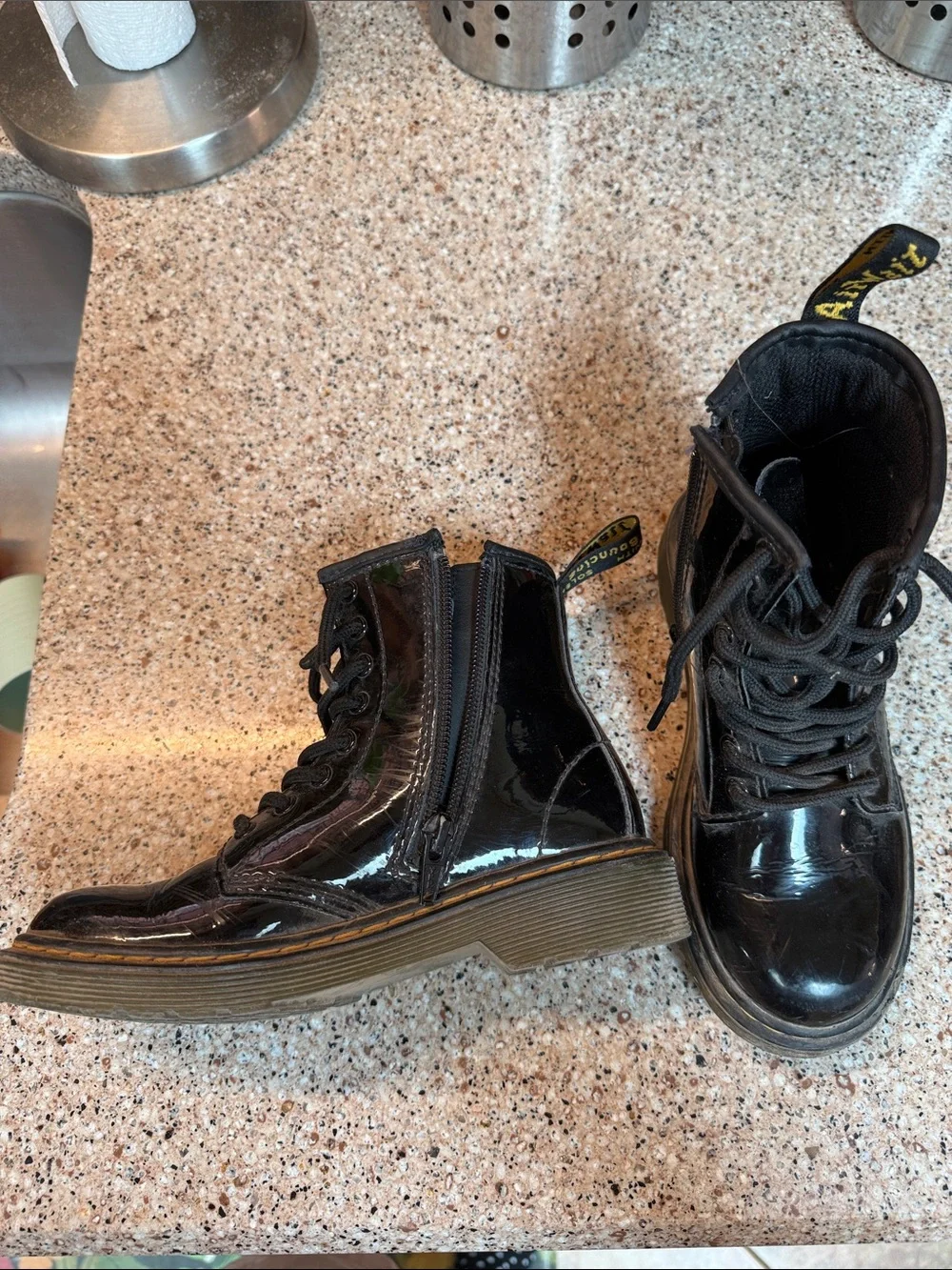 Dr. Martens Kids Black Lace-Up Combat Boots